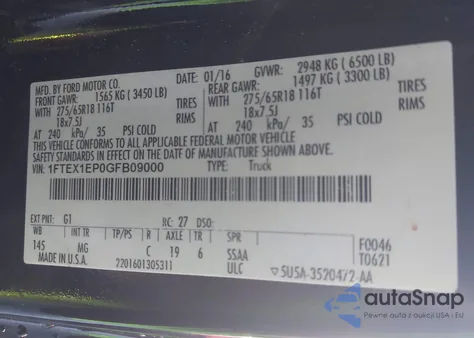 2016 Ford F-150 Xlt from USA, damaged, VIN 1FTEX1EP0GFB09000